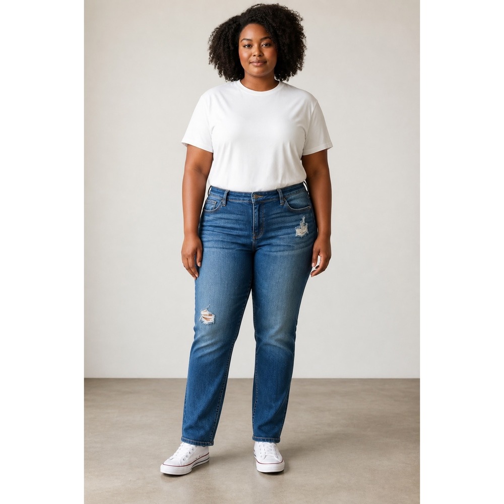 Judy Blue Distressed Tapered Jeans Dark Wash Stretch Denim 13/31 Streetwear Edgy